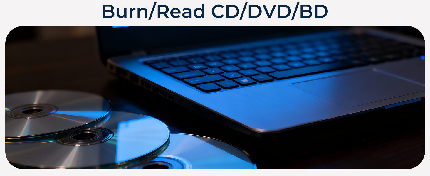 7-in-1 External Blu Ray Drive for Laptop, USB 3.0 & Type-C External CD DVD Drive