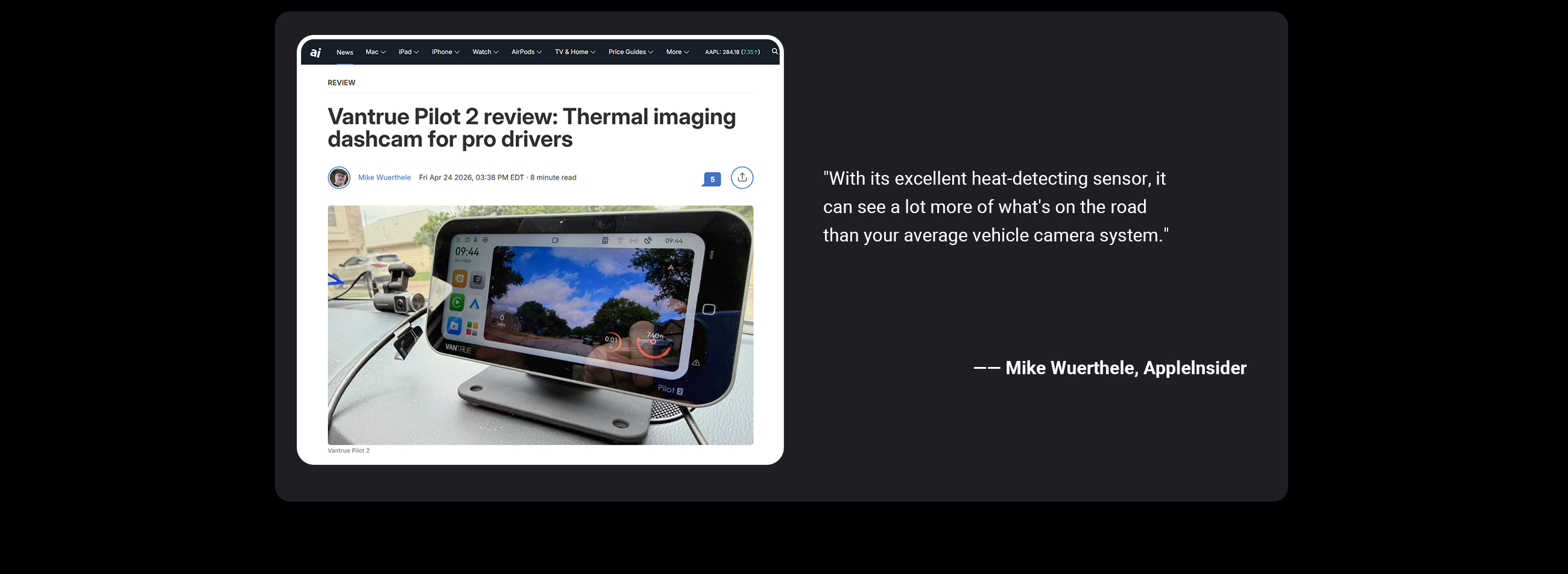 VANTRUE P2 Thermal Dash Cam