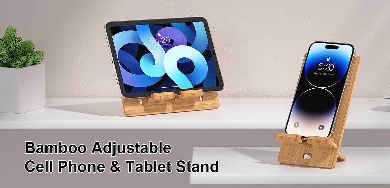 Adjustable Bamboo Phone & Tablet Stand