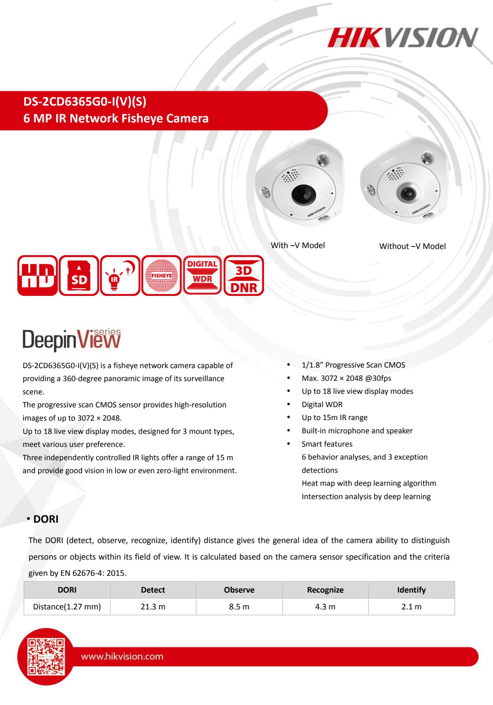 Hikvision DeepinView 6MP IR Fisheye Camera CCTV Surveillance 360 Degree ...