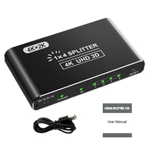 4K HDMI Splitters for Dual Monitors Supports 3D Full HD 1080P Aluminum