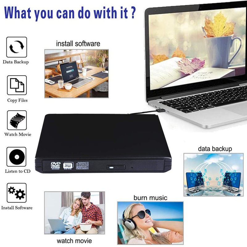 15% sur CABLING® Lecteur DVD CD Externe USB 3.0 Ultra Slim Portable-  Graveur Lecteur Externe Drive DVD ROM CD USB CD Player RW  Writer/Rewriter/Player,Grand Compatible Windows10 / MAC OS Pour Apple  Macbook Pro/ - Lecteur-graveur