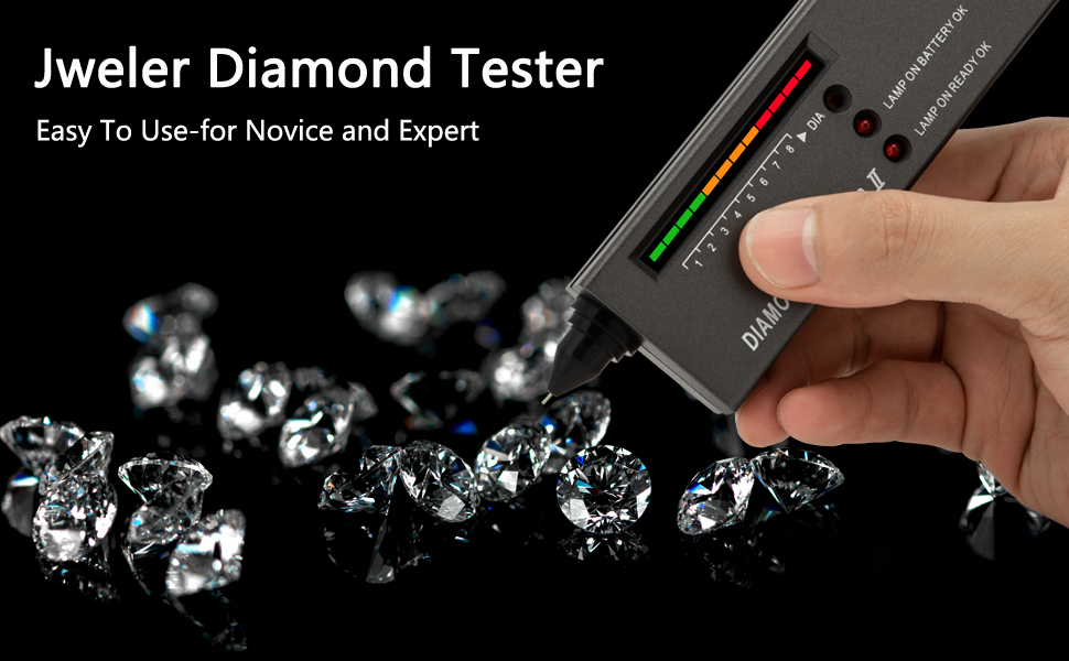 MIUONO Diamond Tester, Professional Diamond Gem Tester Pen with 10x  Magnifier and Tweezers for Novice and Expert (Battery Included)