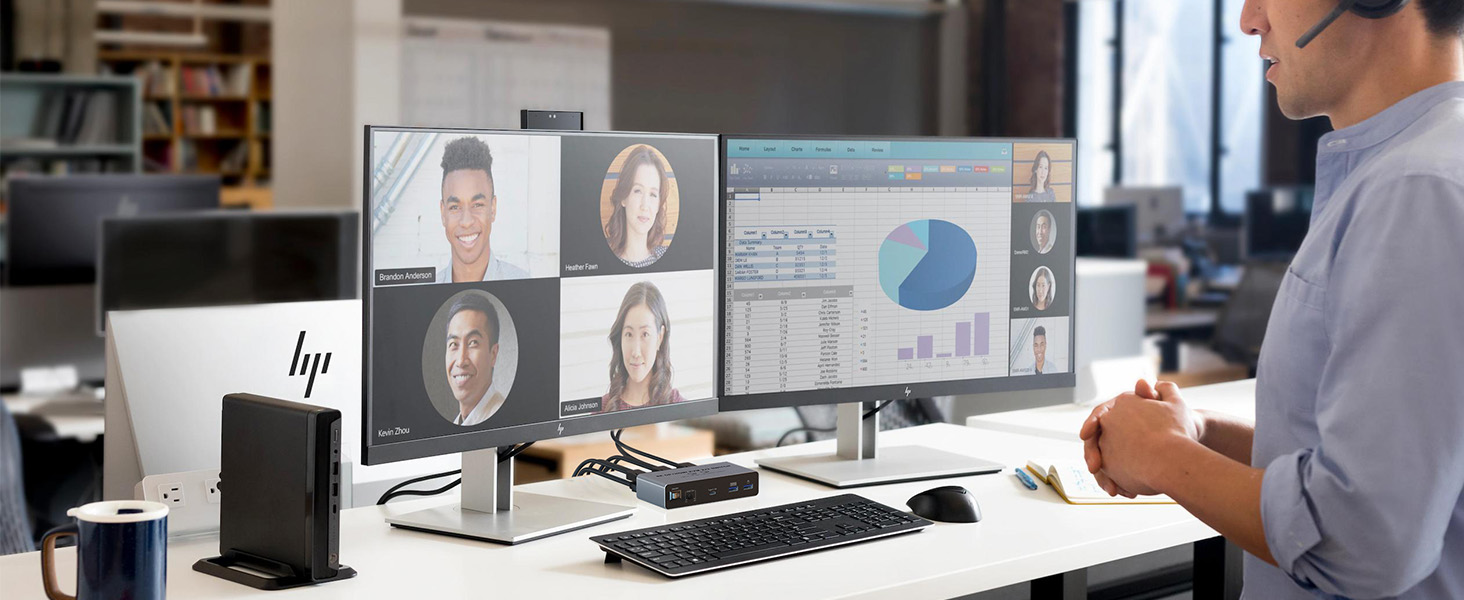 USB3.0 Displayport + HDMI KVM Switch 2 Monitors 2 Computers, 8K@60Hz Dual Monitor KVM Switch