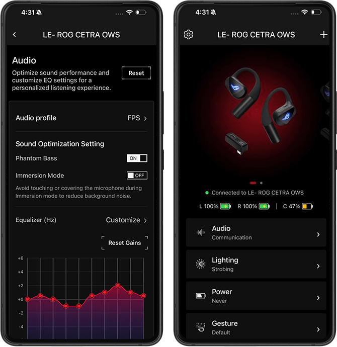 ASUS ROG Cetra Open Wireless Gaming Ear Earbuds