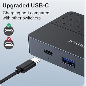 USB-C Power Supply The USB switch is designed with a optional power supply for high-power devices li