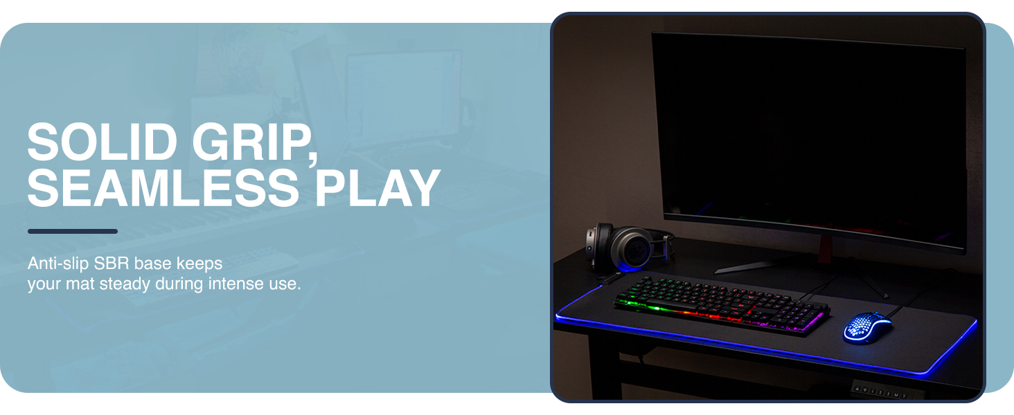 LED gaming mouse pad, RGB light-up desk mat, extended gaming mousepad, touch control RGB mat