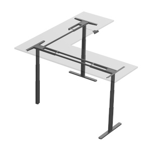 Triple-Motor Height-Adjustable Sit-Stand L-Shaped Corner Desk Frame, Black