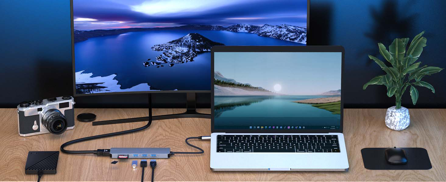 6 in 1 USB C Hub Multiport Hub