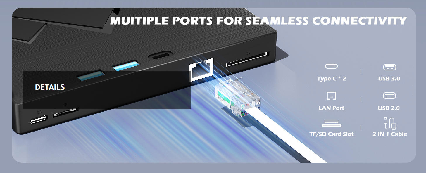 7 in 1 External CD/DVD Drive for Laptop with Ethernet Adapter, Portable CD/DVD Reader Writer