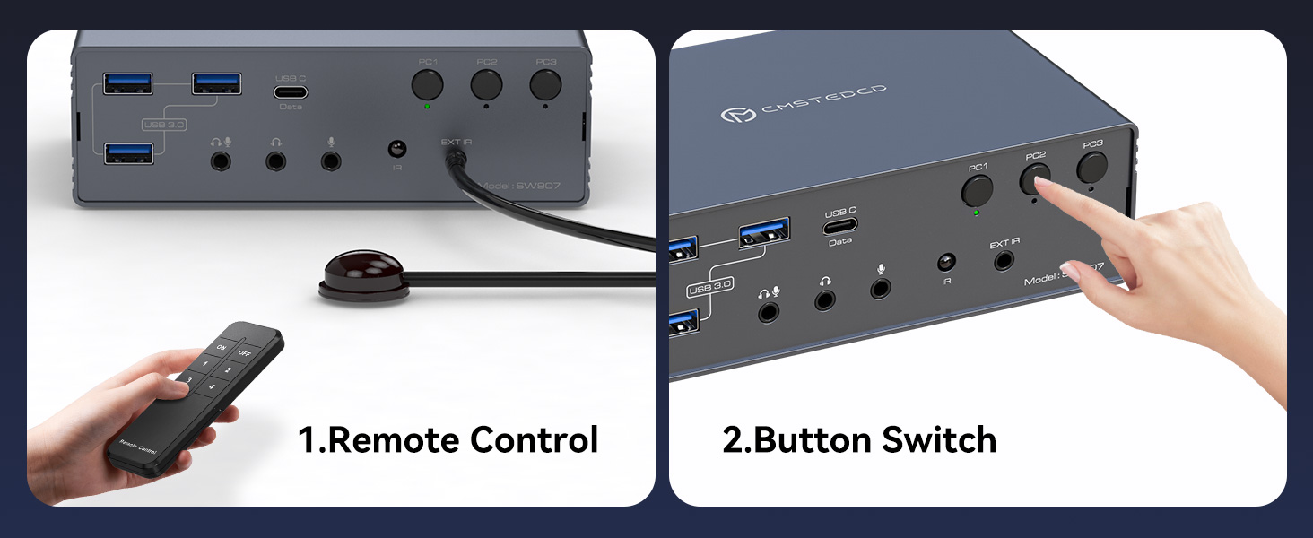 USB C KVM Switch KVM Docking Station 3 Computers 4 Monitors for M1 M2 M3 M4 with Displaylink Technol