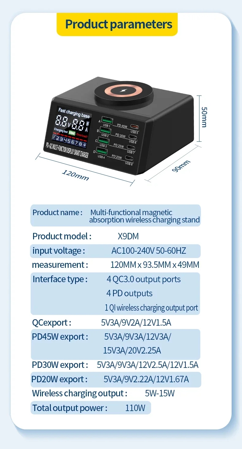 110W 8Ports Multifunctional charging station