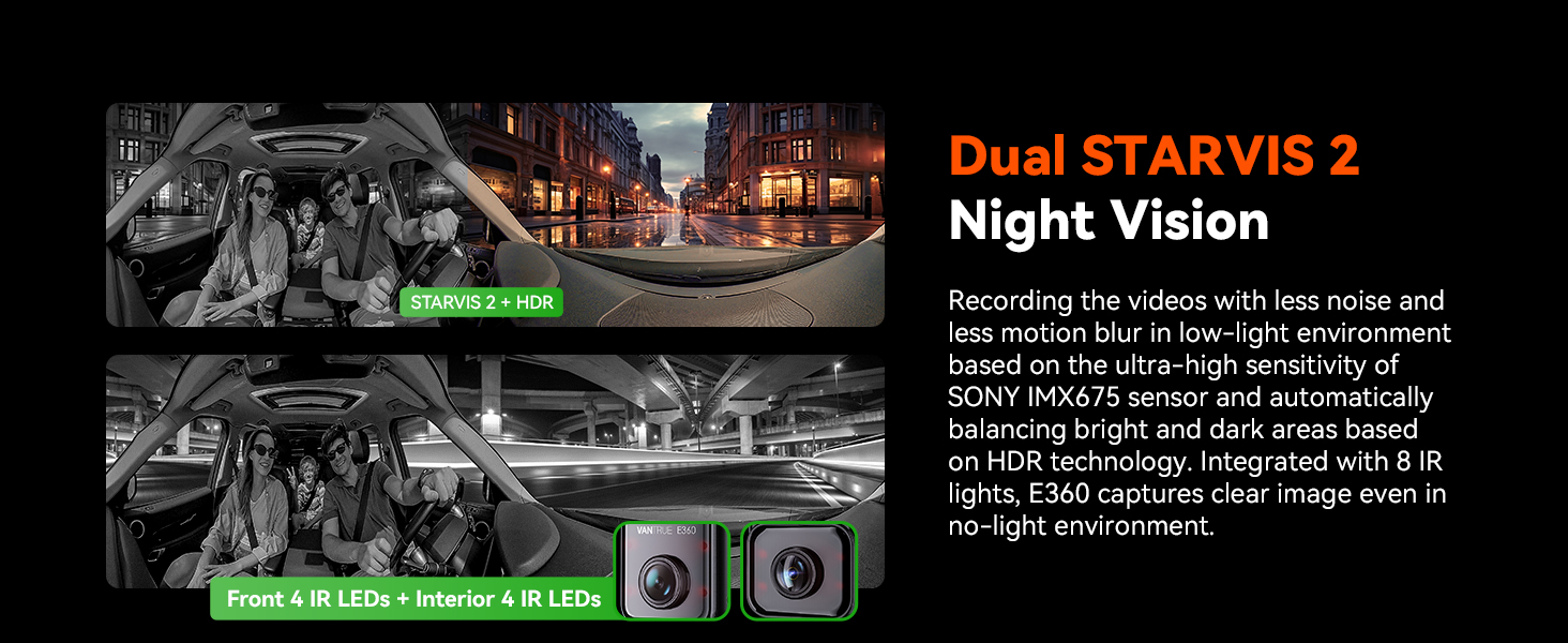 dash cam with dual starvis 2 night vision