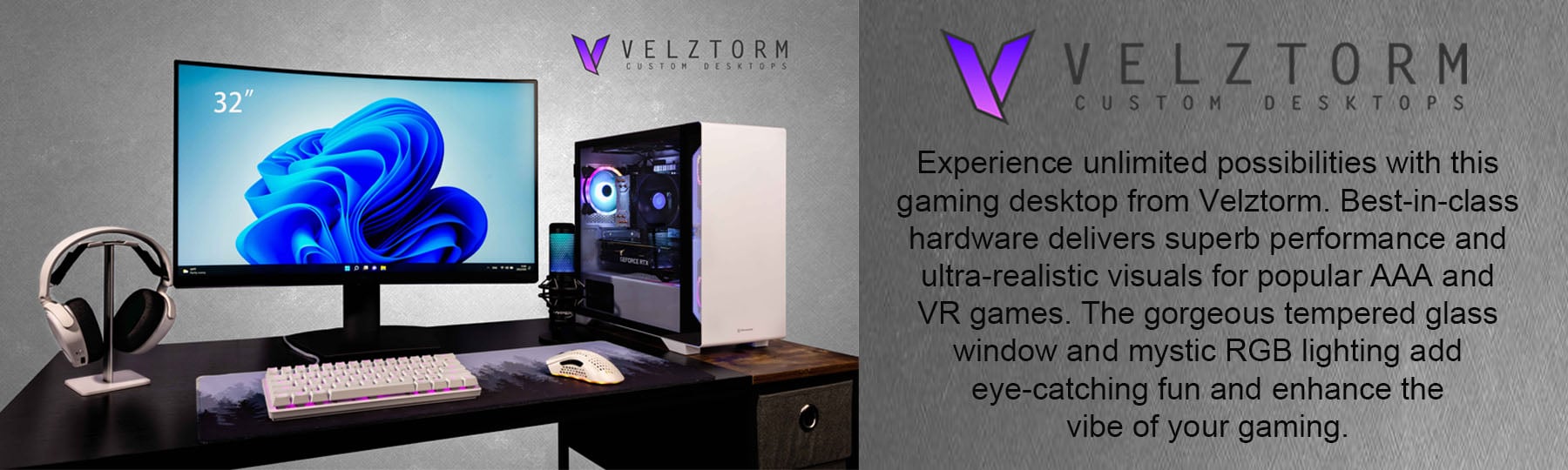 Velztorm Nix Custom Built Gaming Desktop PC Snow White (AMD Ryzen 
