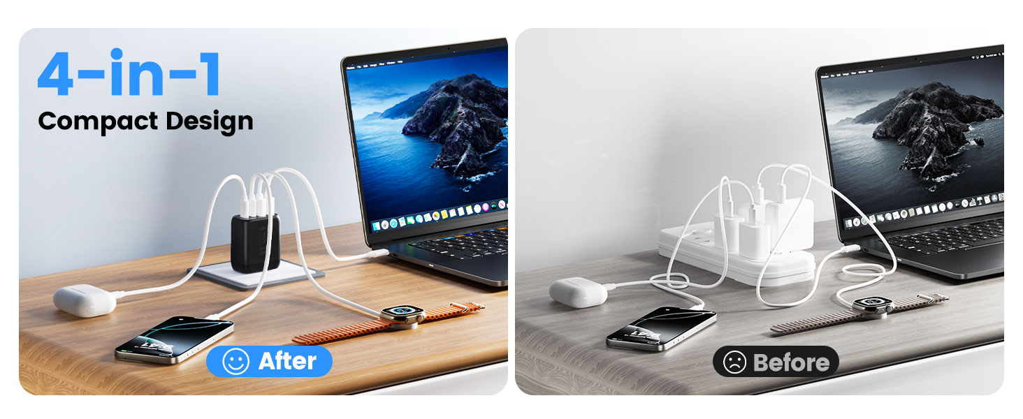 40W USB C Charger Block, 2-Pack 4-Ports ( 2 USB C + 2 USB A) Fast Charging Block Power Adapter, Dual