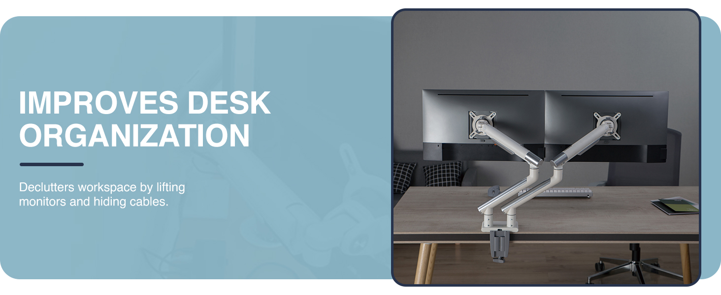 slim monitor arm, dual monitor arm, minimalist monitor mount, low-profile, VESA mount, ergonomic