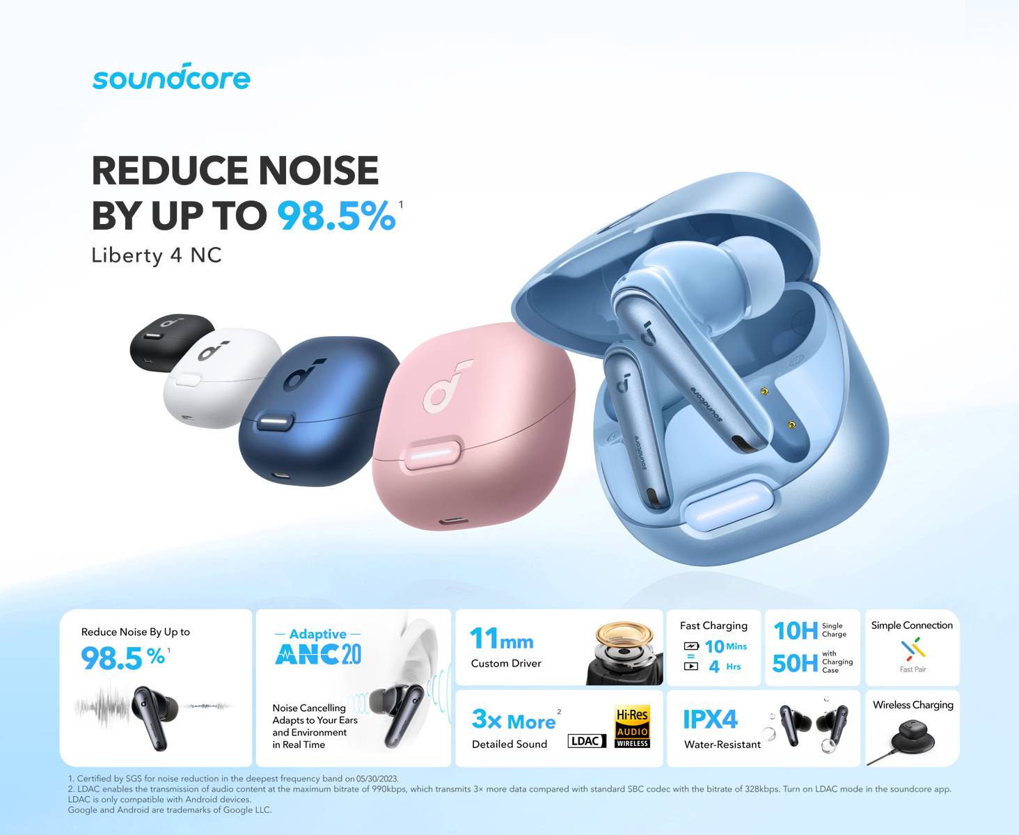 LIBERTY 4 NC WITH ENHANCED ADAPTIVE ACTIVE NOISE CANCELLING SYSTEM NOW  AVAILABLE ON  AND SOUNDCORE.COM