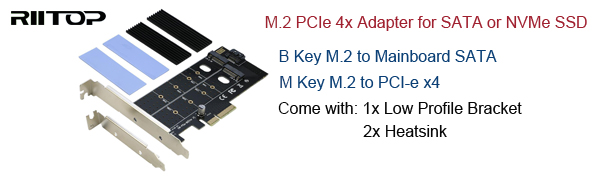m.2 adapter for SATA or NVMe SSD