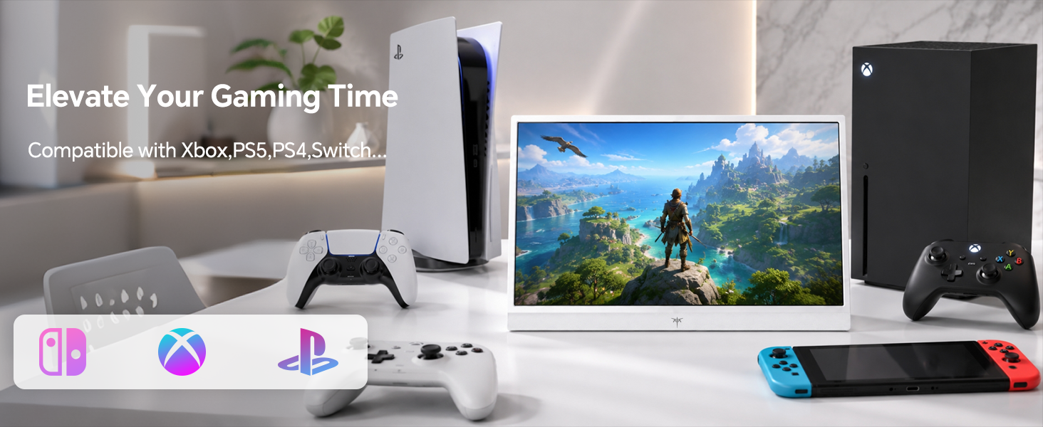 KTC 15.6" FHD 1080P White Portable Monitor