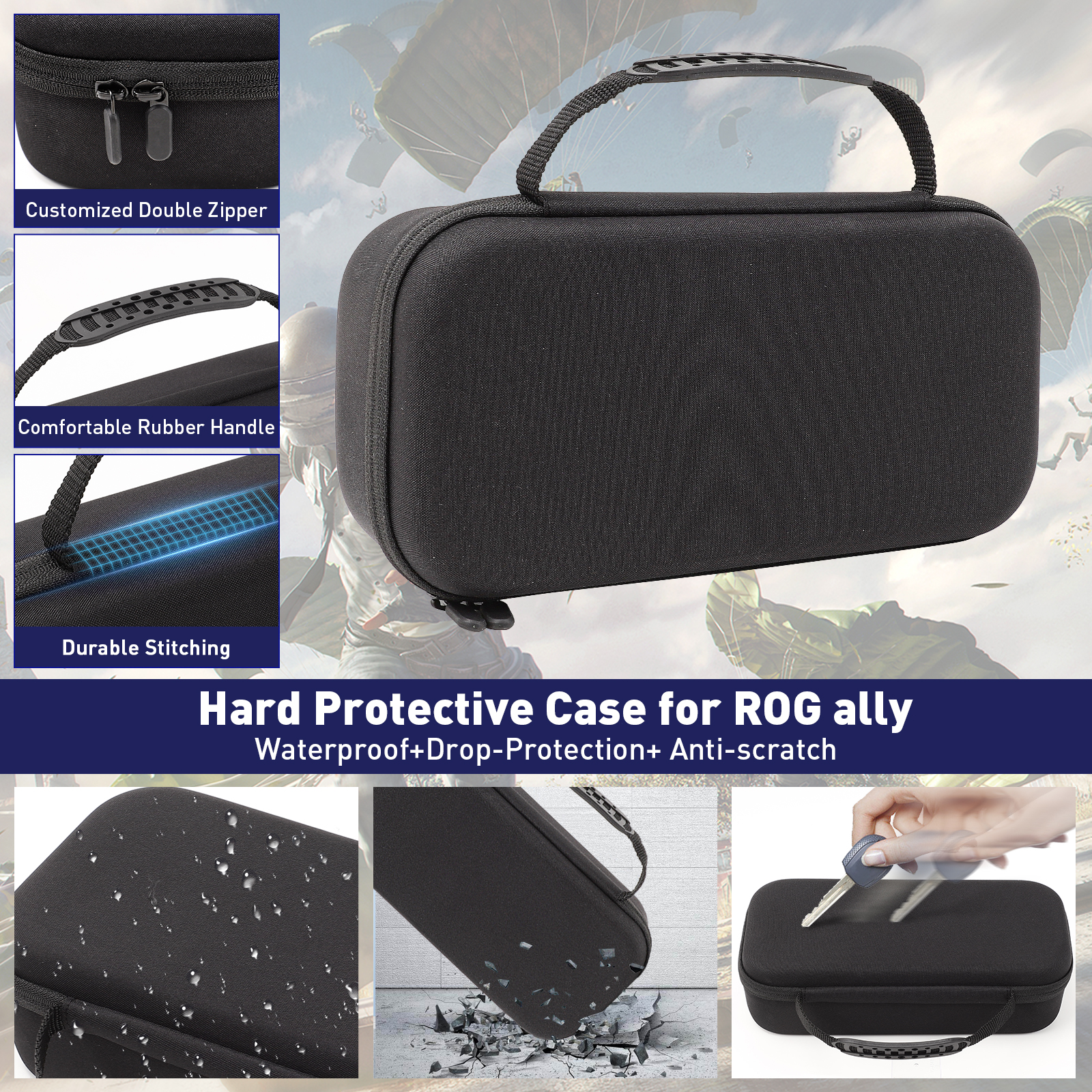 This eva bag for rog ally is waterproof and anti-scratch, also has smooth zipper and handle.