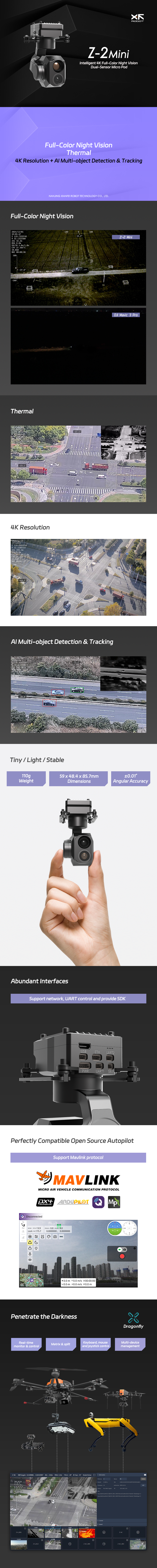 XF Robot-Z-2Mini Intelligent 4K Night Vision Dual-Sensor Micro Pod