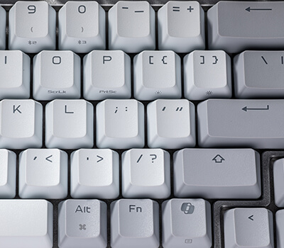 ROG PBT doubleshot keycaps with mid-height profile shown on the Azoth 96 HE