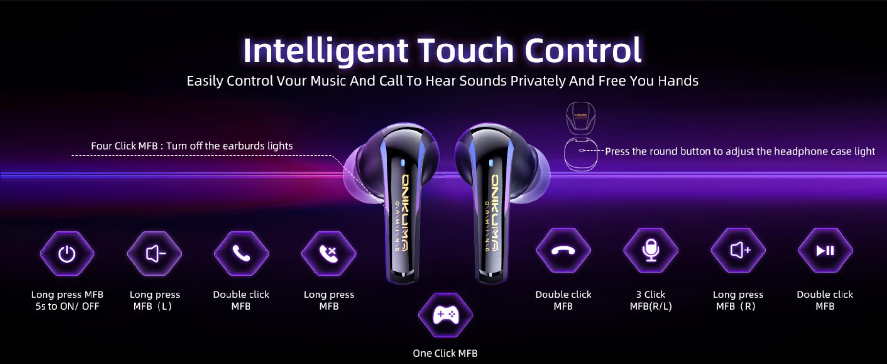 2.4G Wireless Gaming Earbuds with ENC Mic, 20ms Low-Latency
