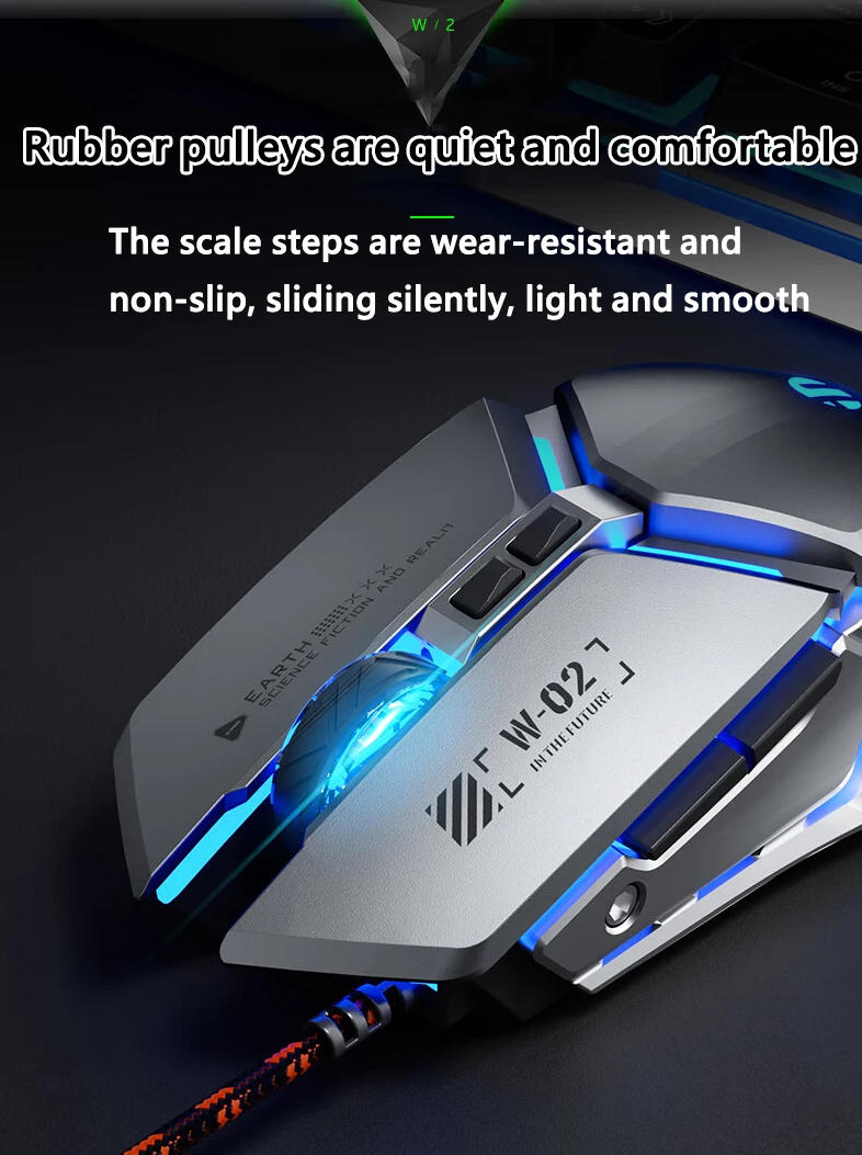 Gaming Mouse, USB Wired Gaming Mice, Silent Competition Mouse New Metal Style 6-Buttons, Silent Clic