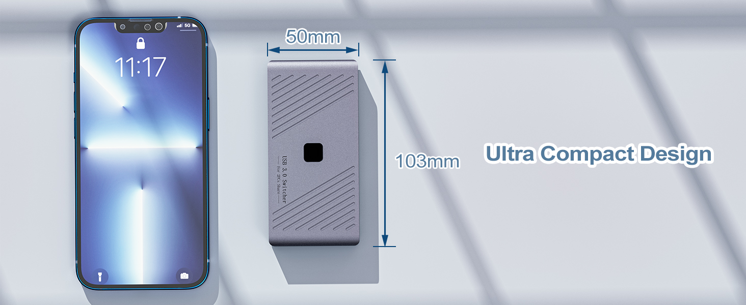 USB 3.0 Switch, 2 Computers Sharing 4 USB Devices, One-Button Switcher for Keyboard Mouse Printer Sc