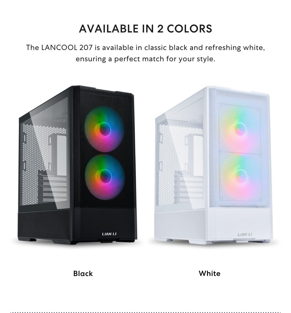 LIAN LI Lancool 207, White, ATX Mid Tower, Tempered Glass, PC Case