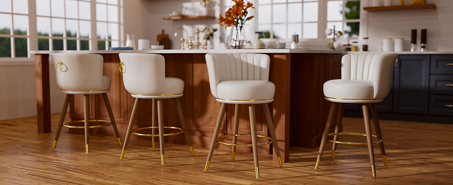 Counter Height Bar Stools Set of 4, White