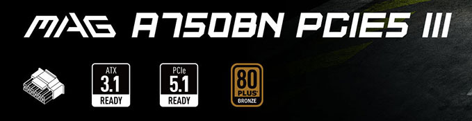  MSI MAG A750BN PCIE5 Non-Modular Compact Gaming 750W Power Supply