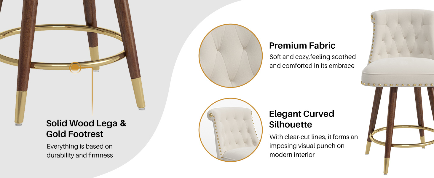 Counter Stool with Wood Legs