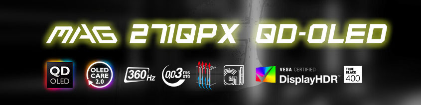 MSI MAG 271QPX QD-OLED USB-C OLED Gaming Monitor