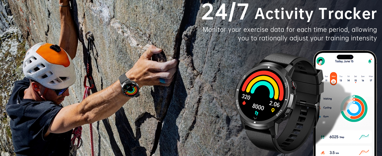 Smart Watch for Men- Bluetooth Call, Military Smartwatch Waterproof Fitness Sleep Tracker Watch with