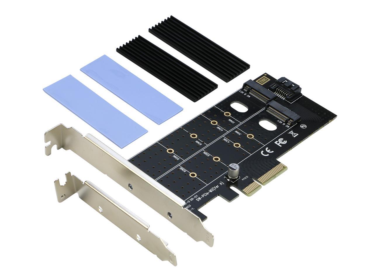 or SATA 22110 2280 2260 2242 2230 to PCI-e 3.0 x 4 Host Controller Expansion Card with Low Profile Bracket for Desktop PCI Express Slot m Key b Key Dual M.2 PCIe Adapter M2 SSD NVME 