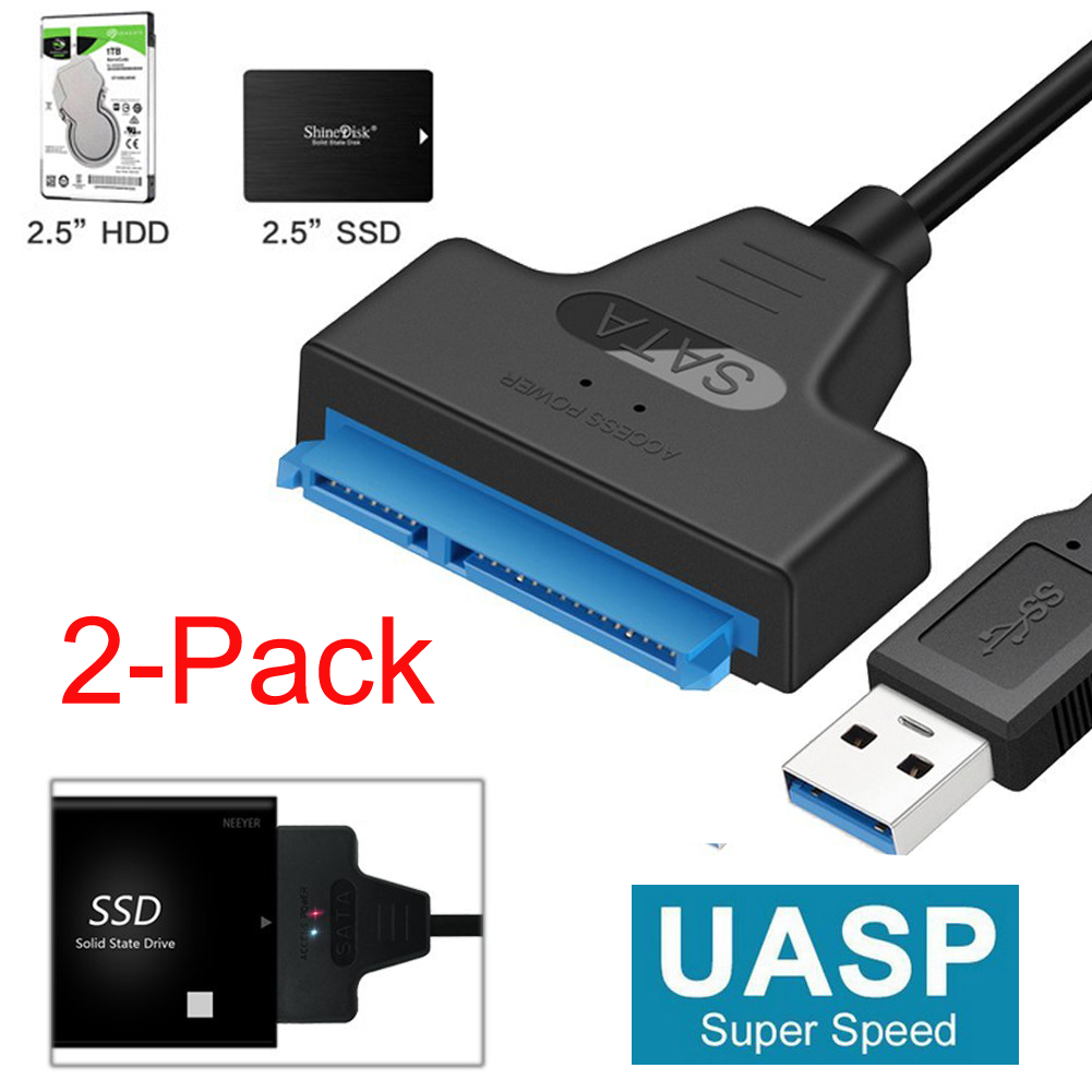 LUOM SATA to USB3.0 Adapter, USB 3.0 to SATA, 22 pin USB Cable 3.0 to SATA  us Adapter for 2.5 inch 3.5 inch HDD SSD Hard Drive, Support UASP, Black  (2.5 inch 3.5 inch) 