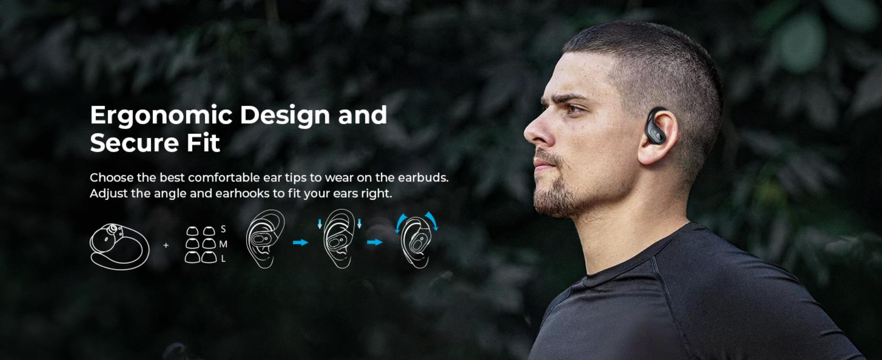 True Wireless Earbuds, Bluetooth 5.3 Sport Wireless Headphone with LED Charging Case, 90H Playback