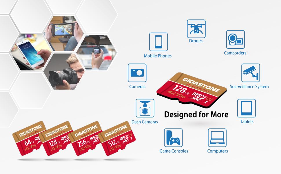 [Gigastone] 128GB Micro SD Card, Gaming Plus, MicroSDXC Memory Card for  Nintendo-Switch, Wyze, GoPro, Dash Cam, Security Camera, 4K Video  Recording