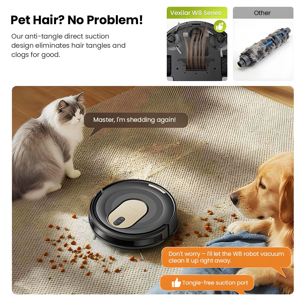 Vactidy W8 2in1 Robot Vacuum Mop 5000Pa CarpetBoost Suction