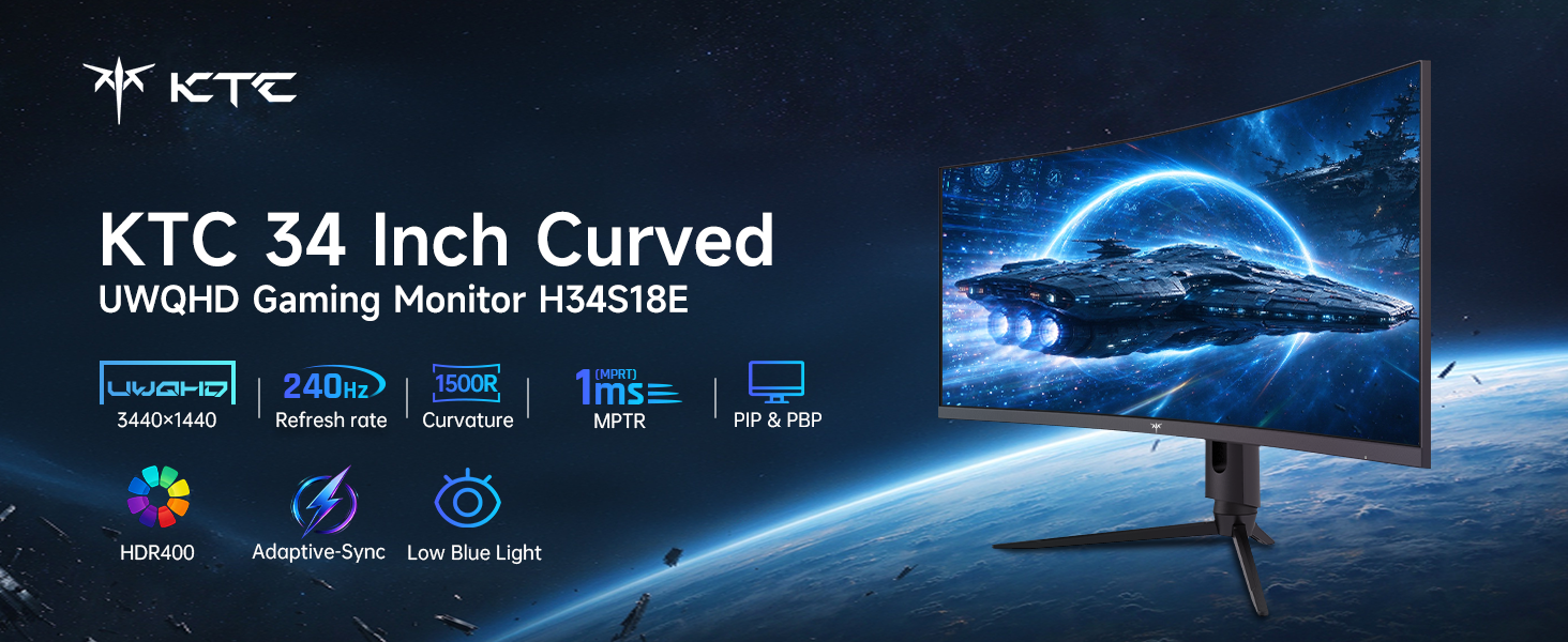 KTC 34 Inch Curved UWQHD Gaming Monitor H34S18E