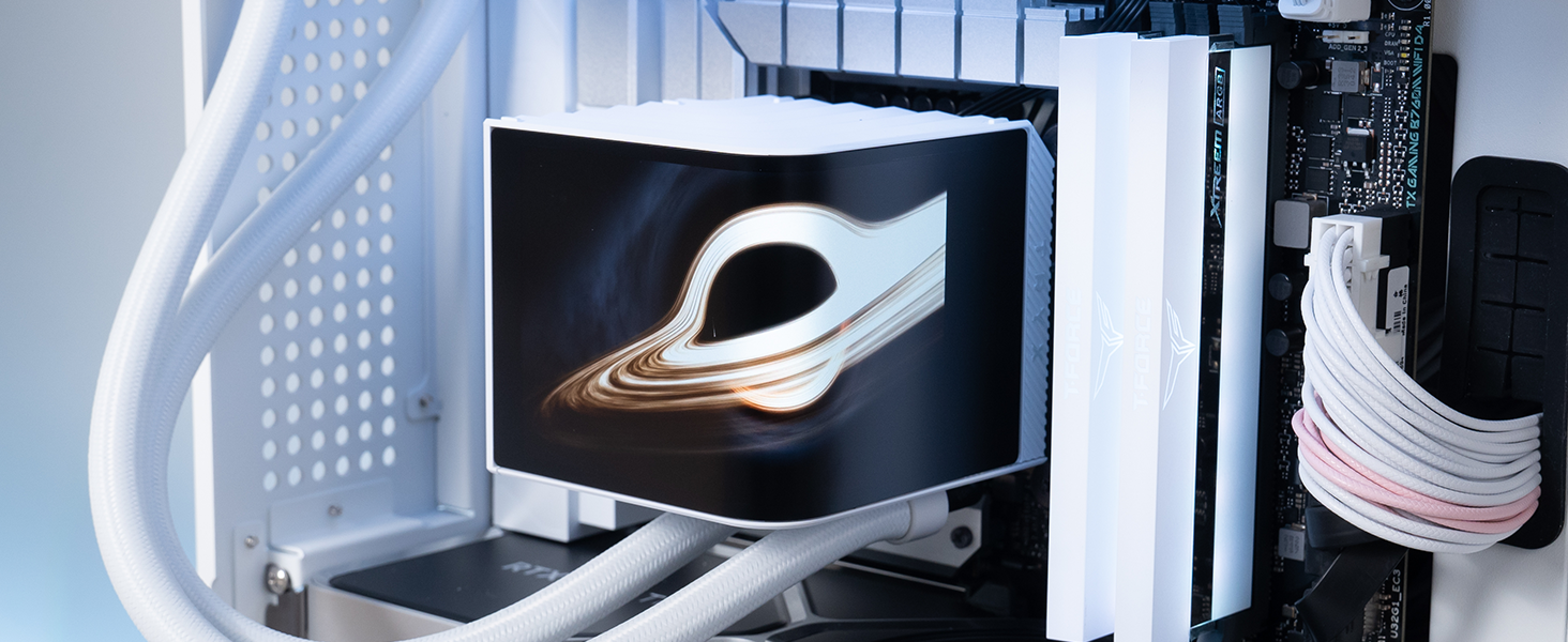 TRYX PANORAMA AIO Cooler AMOLED Curved Screen 3D Anamorphic Effect in PC Case