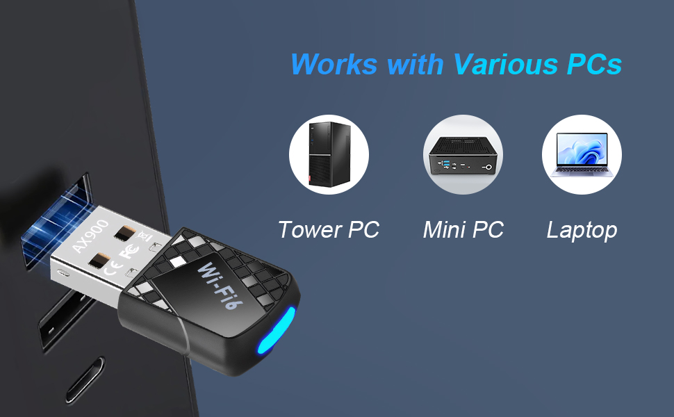 1) 900M high-speed transmission rate  2) 2.4G&5G dual frequency concurrent  3) Drive free, plug and