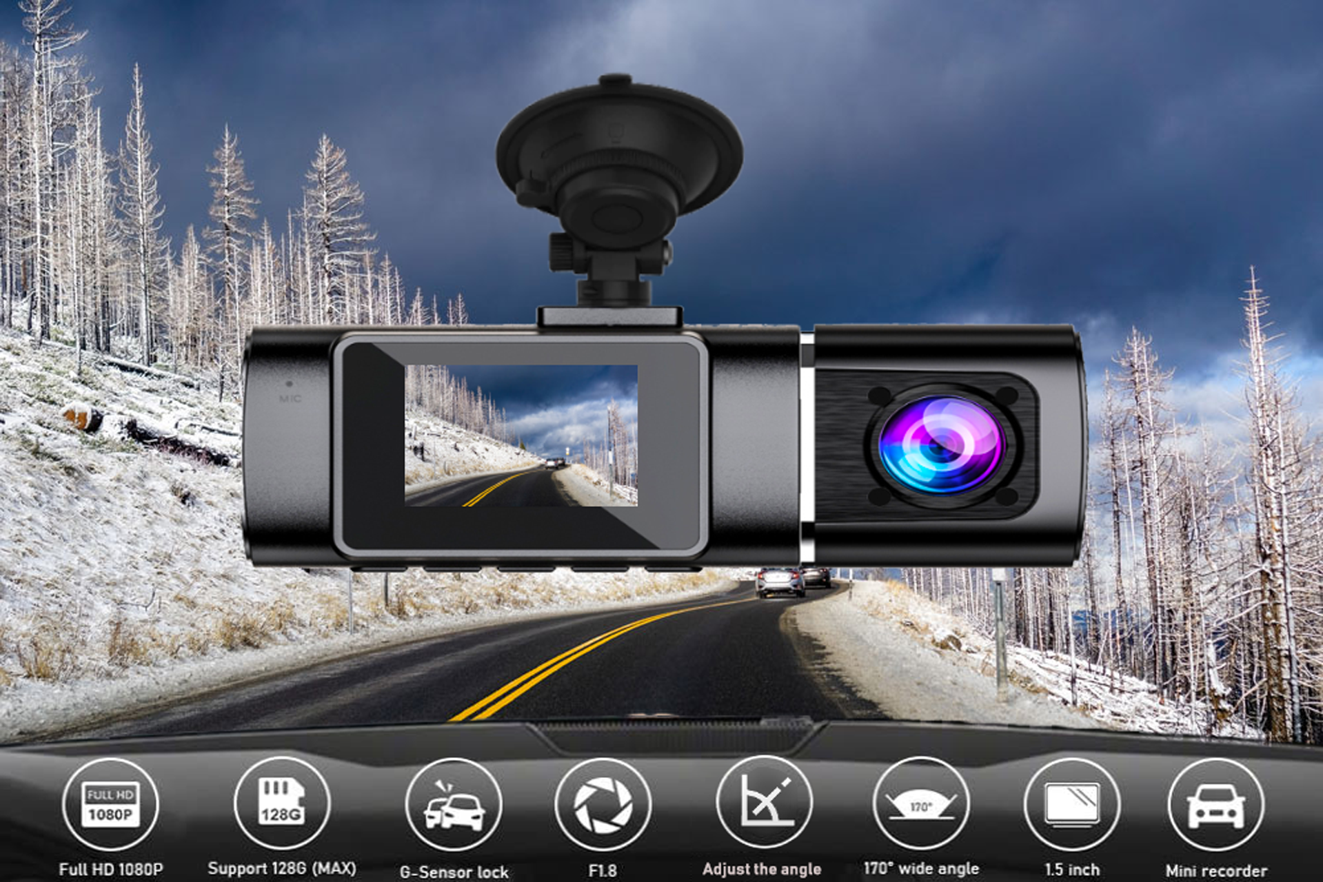 YXZQ Handheld GPS Detector G30 Car D-V-R Dash Camera Rear View Dual Lens Video Recorder 1080P HD 2.2 Loop Recording Night Vision G-Sensor Dash Cam Registrar Hidden Device Detection and Tracking 