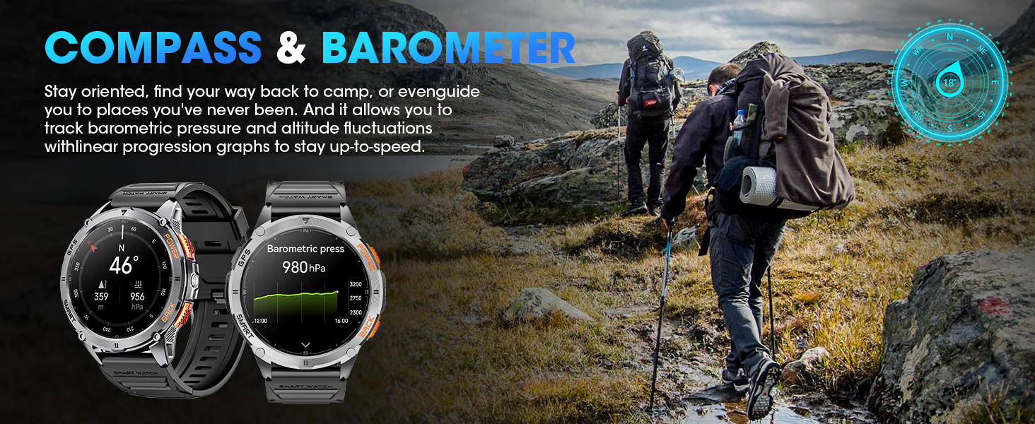 Hitoor GPS Smart Watch for Men, 1.43''AMOLED Smartwatch with Answer/Make Call, 170 Sports Modes, Com