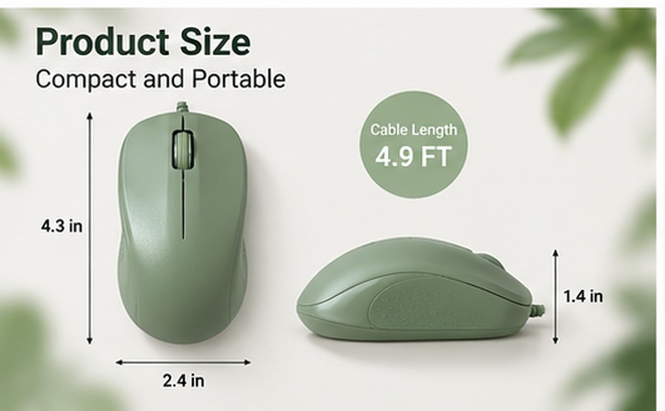 Silent Wired Mouse, 1200 DPI Ergonomic USB Computer Wired Mouse for Office & Home, Plug & Play, Wire