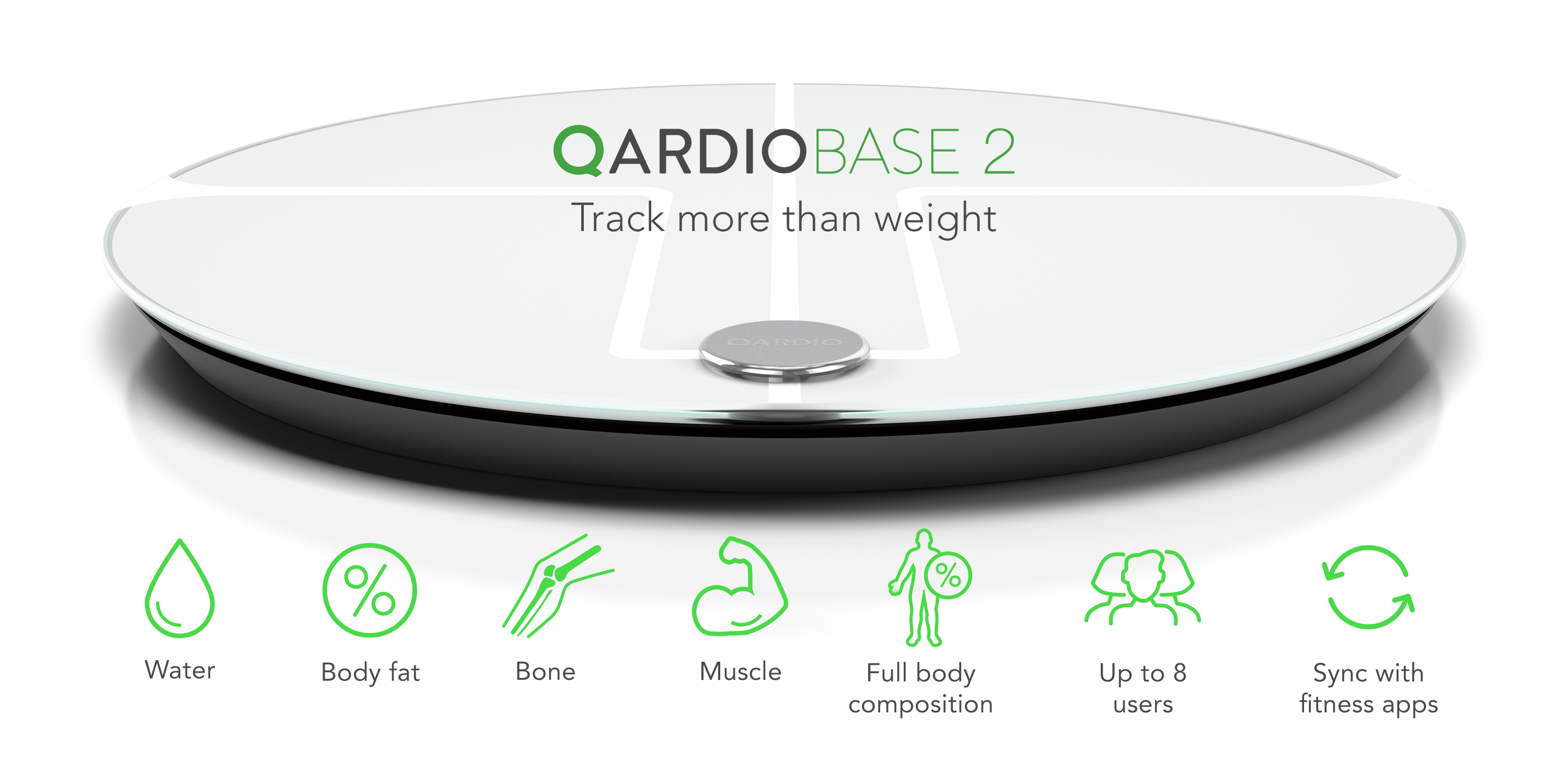 QardioBase 2 Wireless Smart Scale and Body Analyzer - Volcanic Black 