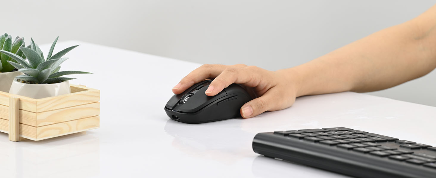 Type C Rechargeable Wireless Mouse, 2.4G USB C RGB Lighting Computer Mice Silent Click, Ergonomic De