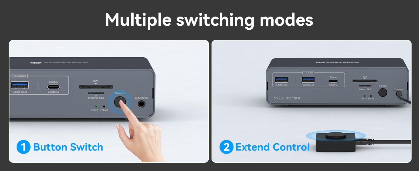 KVM Switch 2 Monitors 2 Computers USB C Docking Station with 4K60Hz HDMI and 4K120Hz DP KVM