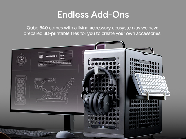 Cooler Master QUBE 540 Stardust Iron ATX Mid-Tower PC Case 